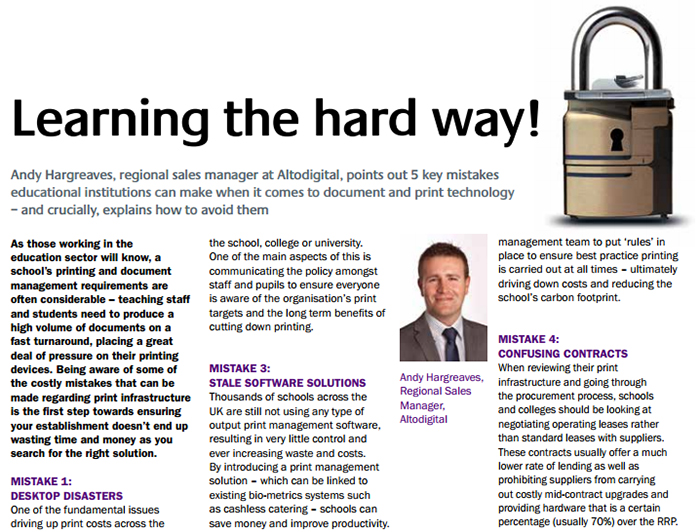 One of the fundamental issues driving up print costs across the education sector is the large number of ineffective desktop printers